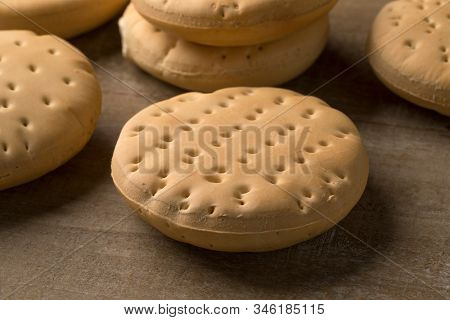 Whole fresh hardtack on the table for a snack