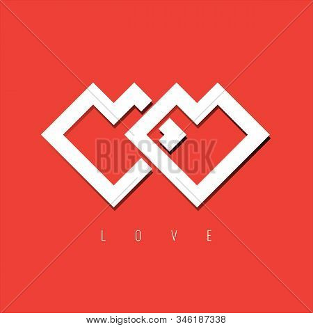 Interlaced Hearts Icon Or Symbol For Your Wedding Card Or Valentine Card Design. Vector Illustration