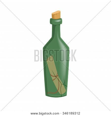 Message In The Bottle Icon In Cartoon Style Isolated On White Background. Pirates Symbol Stock Vecto