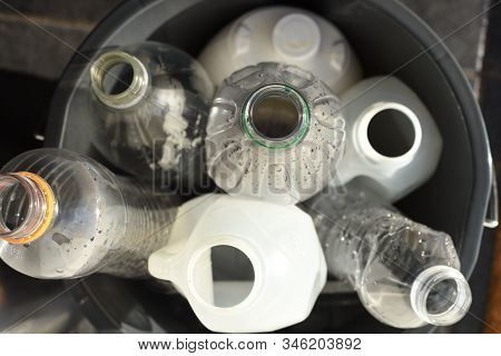Plastic Recycling, Plastic Bottles And Containers From Household Waste To Recycle And Re Use