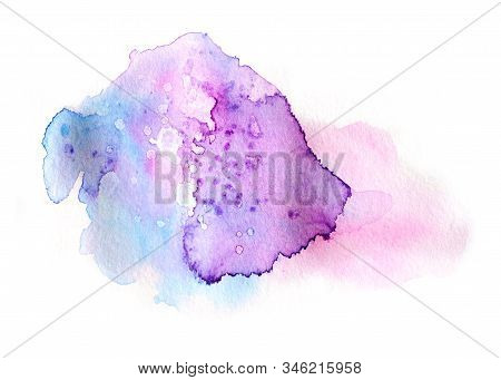 Bright Colorful Vibrant Hand Painted Isolated Watercolor Spot Splash On White Background In Soft Lig