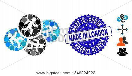 Mosaic Running Men Icon And Grunge Stamp Seal With Made In London Phrase. Mosaic Vector Is Composed 