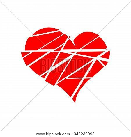 A Broken Heart Falls To Pieces In A Break Up Or Divorce.damaged Glass Love Symbol. Icon, Logo Or Bad