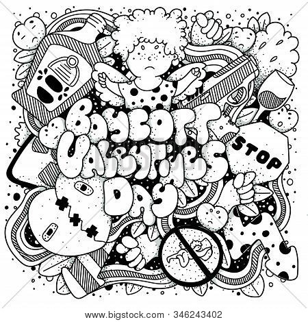 Boycott Valentines Day. Greeting Card With Lettering And Doodles.