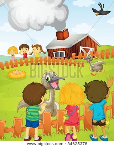 Illustration der Kinder auf dem Bauernhof