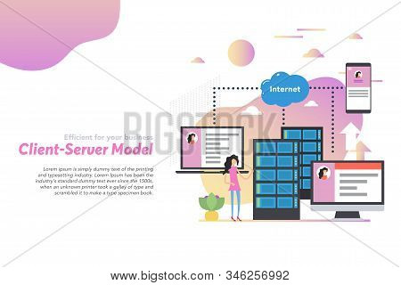 Web Header Template Of Client Server Model In Flat