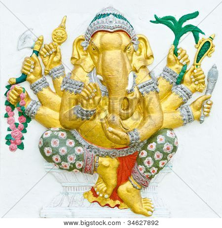Bůh úspěch 9 32 držení těla. Indický nebo hinduistický bůh Ganesha Avatar obrázek ve štuku