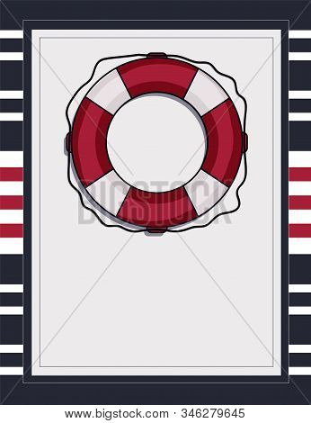 Nautical Card Template With Lifebuoy Blank Template