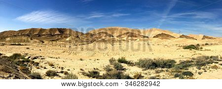 Panorama Of The Erosion Crater Makhtesh Gadol In The Negev Desert, Israel