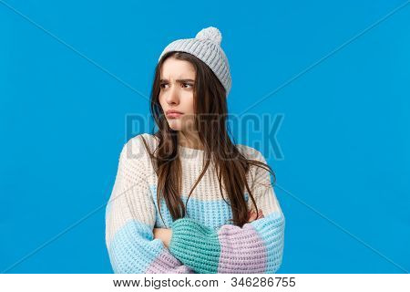 Mad And Bothered Angry Girlfriend Feeling Offended And Displeased, Frowning Looking Mad Left, Pensiv