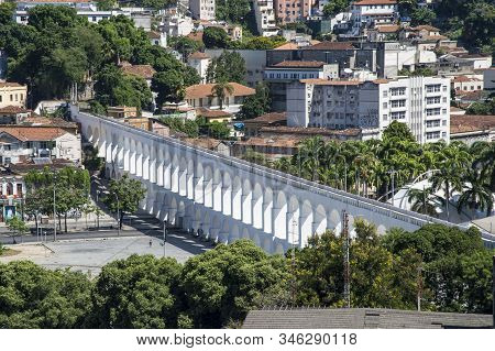 Rio De Janeiro, Brazil, April,05, 2017 - View Of The Lapa Arches, An Important Tourist Spot In The C