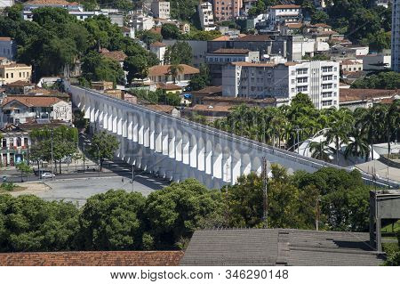Rio De Janeiro, Brazil, April,05, 2017 - View Of The Lapa Arches, An Important Tourist Spot In The C