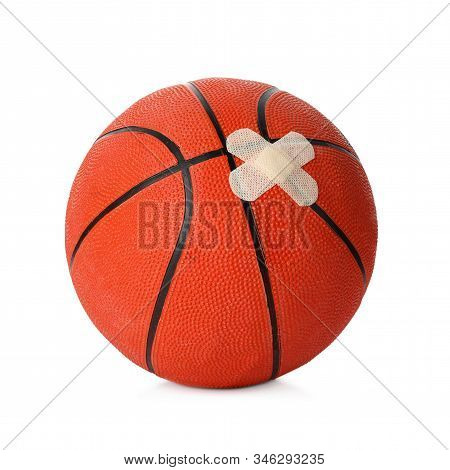 Ball With Sticking Plasters Isolated On White