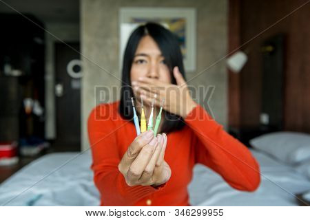 Woman Hands Holding Small Toothbrush,orthodontic,oral Mouth Hygiene Routine Concept