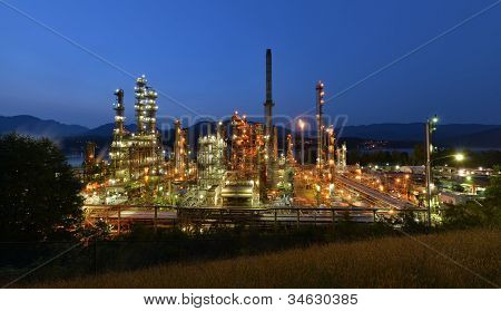 Oil Refinery At Night, Burnaby
