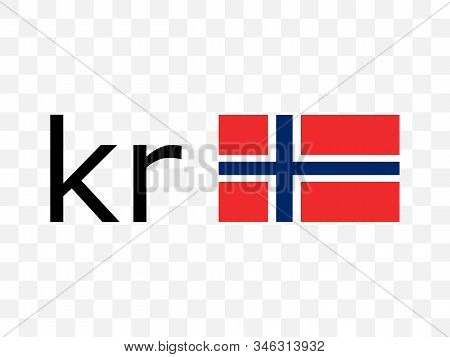 Norwegian Krone, Flag Icon. Vector Illustration, Flat Design
