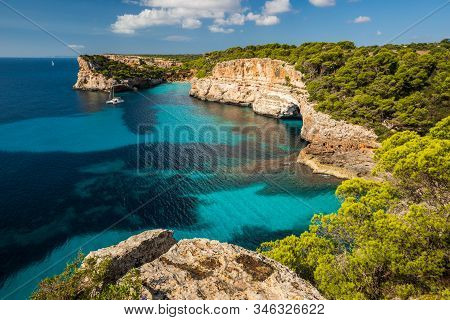 East Coast Of Mallorca, Calo Del Moro Beach On The Far Side