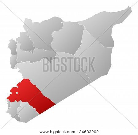 Suriye, vurgulanan Rif Dimashq Haritası