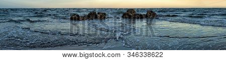 Cape Kolka Panorama At Sunset, Baltic Sea, Famous Place In Latvia