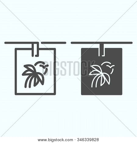 Hanging Photo Line And Solid Icon. Clipping Photo Vector Illustration Isolated On White. Photo Of Fl