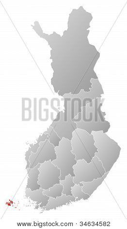 Map Of Finland, Åland Highlighted
