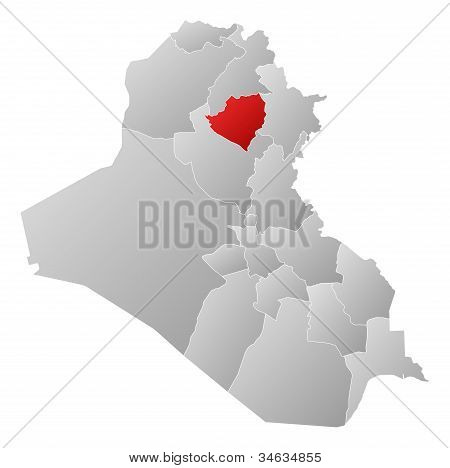 แผนที่ของอิรัก Kirkuk ที่เน้น