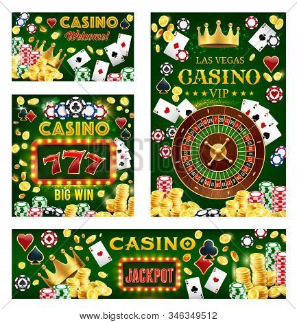 Casino, Gambling And Poker Games. Vector Fortune Wheel, Lucky Sevens Combination, Royal Crown, Gambl