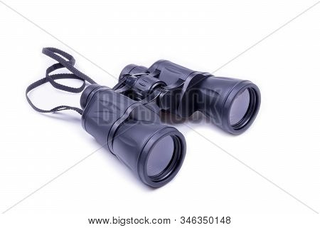 Black Binoculars On A White Background, Object Isolated, White Background