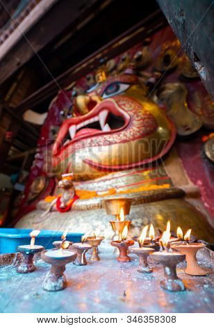 Mask Of Majestic Swet Bhairav. The Full Mask Is Usually Put On Display During Indra Jatra Festival I