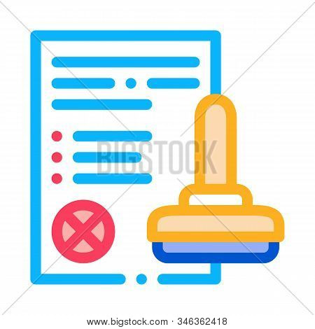 List Denial Stamp Icon Vector. Outline List Denial Stamp Sign. Isolated Contour Symbol Illustration