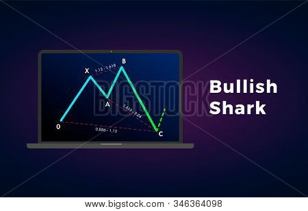 Bullish Shark - Harmonic Patterns With Bullish Formation Price Figure, Chart Technical Analysis. Vec