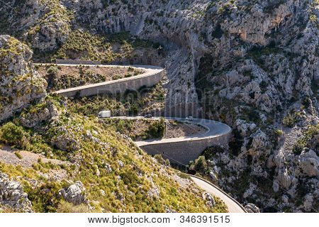 Nudo De Sa Corbata Road Among The Mountains Of Serra De Tramuntana. Majorca, Spain