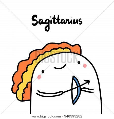 Sagittarius Hand Drawn Vector Illustration In Cartoon Comic Style Man Shooting Arrow
