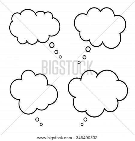 Set Of Comic Style Speech Bubbles. Empty Thinking Clouds On White Background. Dreams Concept. Box Fo