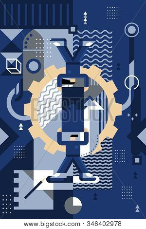 Teamwork Classic Blue Geometric Illustration
