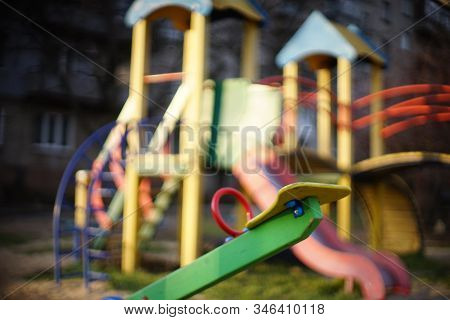 Outdoor Playground With A New Swing Teeterboard.