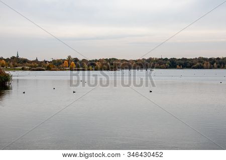 Autumnal View From Lake Cospudener See A Former Brown Coal Opencast Mine In The South Of Leipzig In 