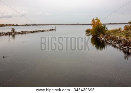 Autumnal View From Lake Cospudener See A Former Brown Coal Opencast Mine In The South Of Leipzig In 