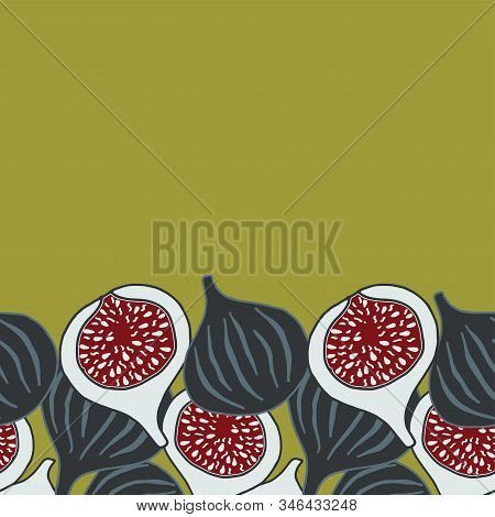 Vector Seamless Border With Figs. Perfect For Stationary Wedding Invitations And Thank You Cards.