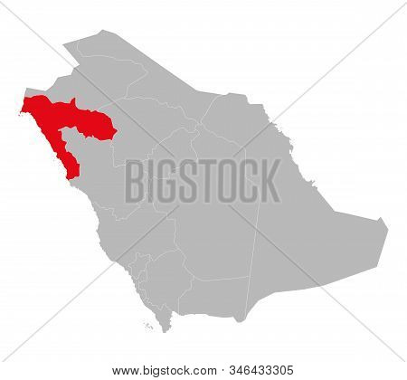 Tabuk Province Highlighted On Saudi Arabia Map. Gray Background. Business Concepts. Gulf Country.