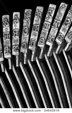 Detail psací stroj typebars