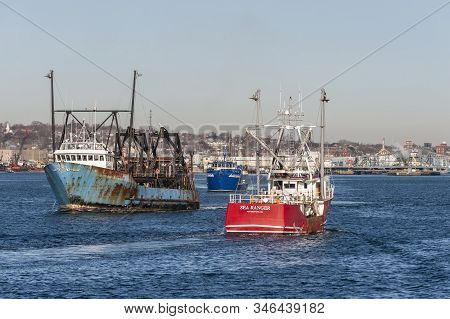 New Bedford, Massachusetts, Usa - January 22, 2020: Commercial Fishing Boats E.s.s. Pride And Nordic