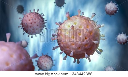 Rotavirus Virus In A Microscope - 3d Render