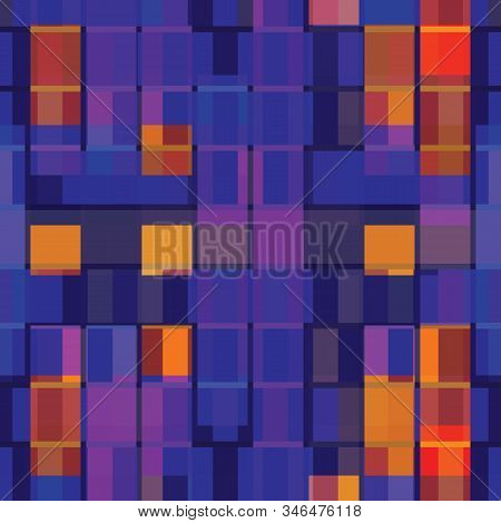 Abstract Seamless Pattern With Layered Squares, Stripes, Blocks And Tiles. Vector Illustration In Sh