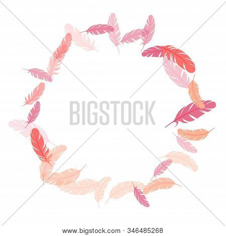 Romantic Pink Flamingo Feathers Vector Background. Plumage Glamour Fashion Shower Decor. Falling Fea