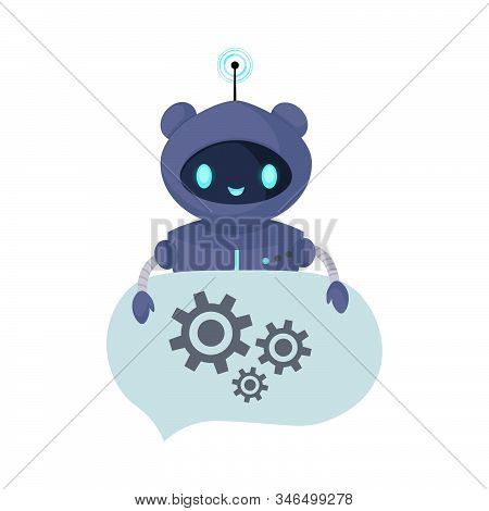 Chat Bot Robot Isolated On White. Customer Support Service. Online Consultation. Speak Bubble. Virtu