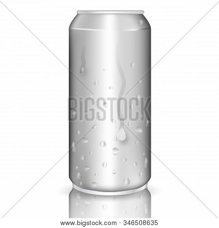 Aig Aluminium Soda Can Isolated On White Background. Can With Cold Condensation Water Drops For Bran