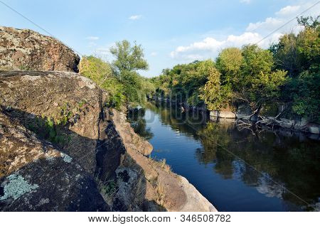 Tyasminsky Canyon With Blue River In Kamianka Cherkasy Region. Ukraine