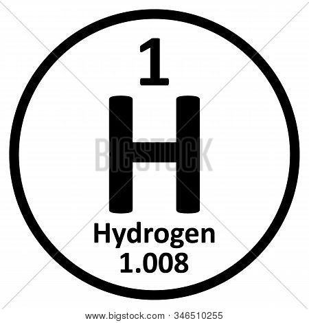 Periodic Table Element Hydrogen Icon On White Background. Vector Illustration.