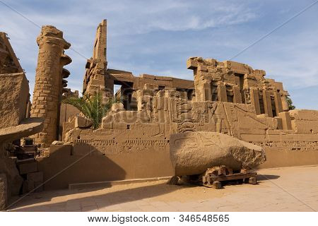 Ancient Ruins Of The Karnak Temple In Luxor (thebes), Egypt. The Largest Temple Complex Of Antiquity